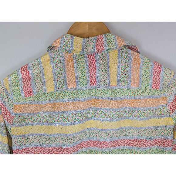 Ann Mashburn Floral Stripe Popover Cotton Blouse S - Picture 8 of 9
